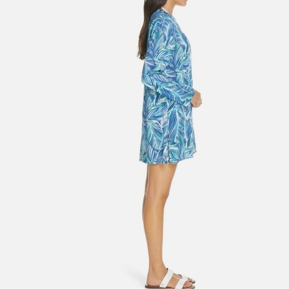 LA BLANCA Sketched Leaves Long Sleeve Tunic Swim Cover-Up Large NO FOR SALE - Picture 11 of 13